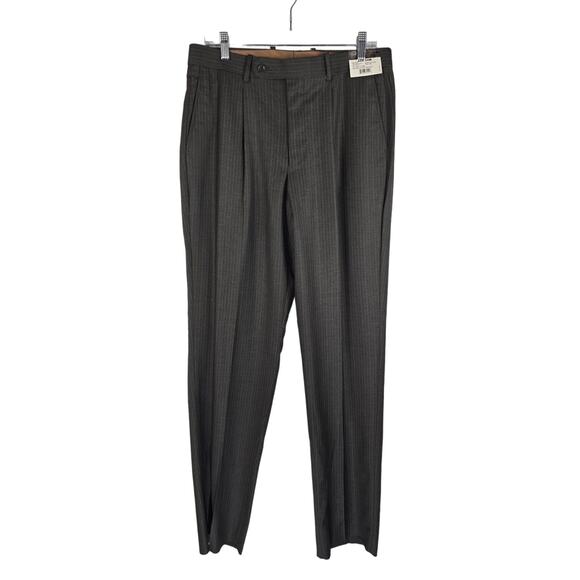 Caravelli Italy Superior 150's 3 Pc Vested Gray Pin Strip Men's Suit 40R 34W NWT - Picture 4 of 12